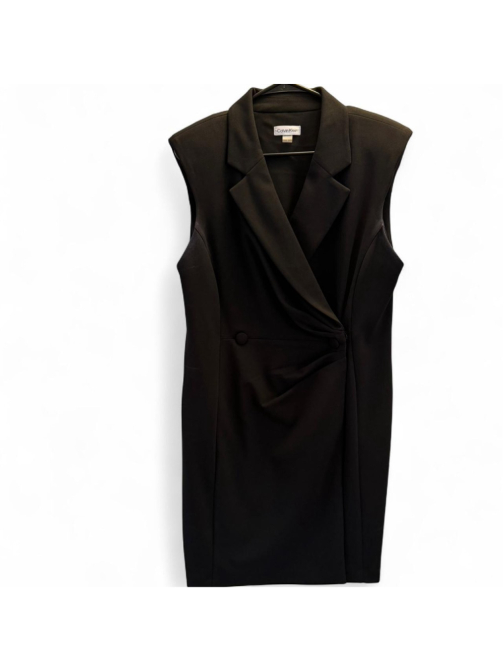 Calvin Klein black sleeveless collared blazer mini dress Size 12 #work